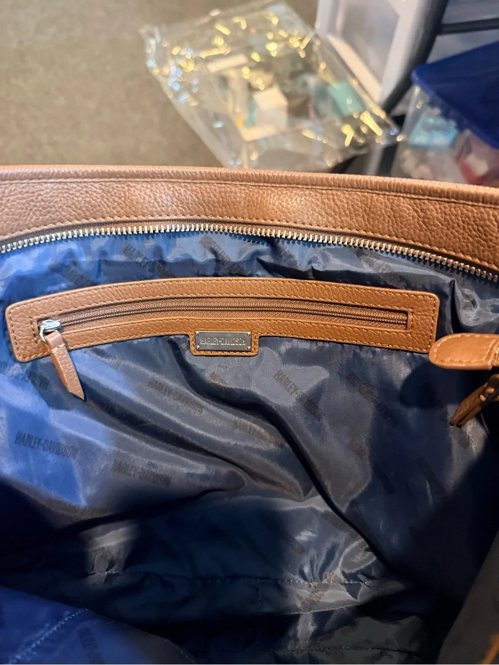 Harley-Davidson Pebbled Leather Shoulder Bag with Chain